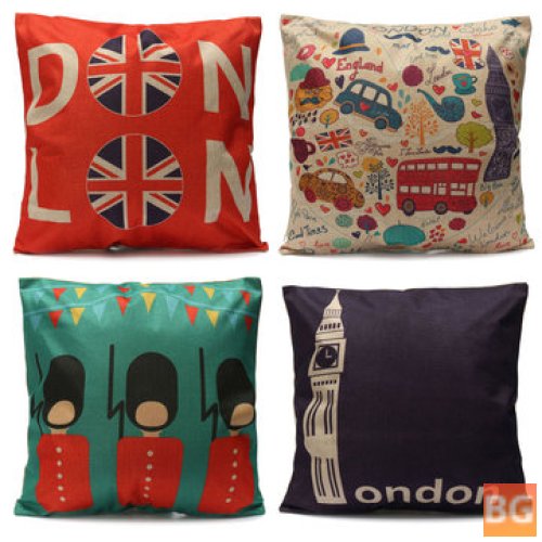 Home Sofa Couch Cushion Cover with Built-in Pillow for British Style World Traveling