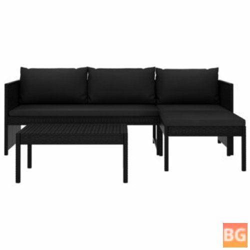 Garden Lounge Set - poly rattan black