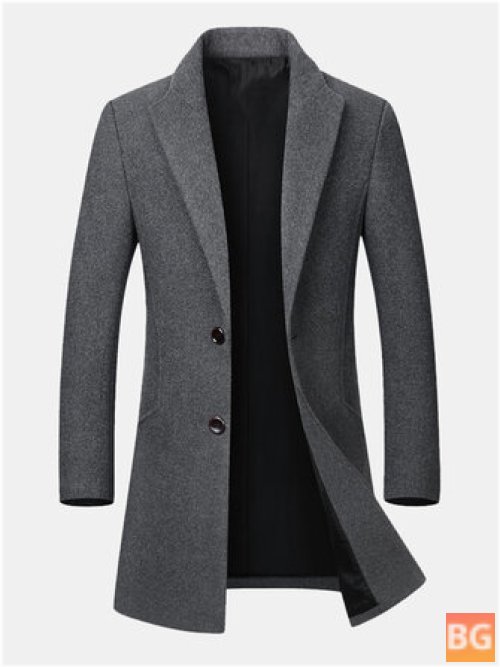 Woolen Trench Coat - Mid-Length - Slim Fit