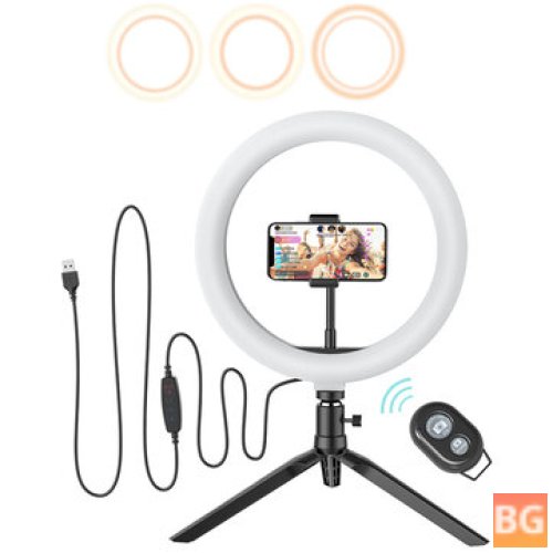 10 Inch LED Ring Light with Stand & Phone Holder - Dimmable Desk Makeup Kit