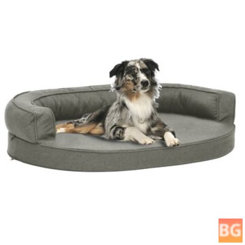 Dog Bed - Ergonomic Linen Look - 75x53 cm Gray