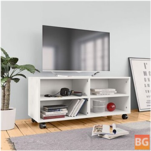 TV Cabinet with Castors - White 35.4