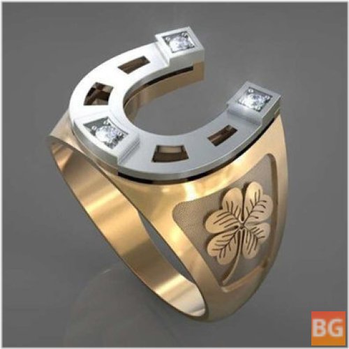 Horseshoe and Clover Pattern Design Ring with JASSY 1