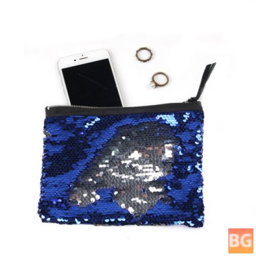 Zipper Coin Purse with Double Sequin Clutches