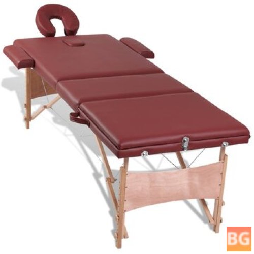 Wooden massage table with three zones (Red)