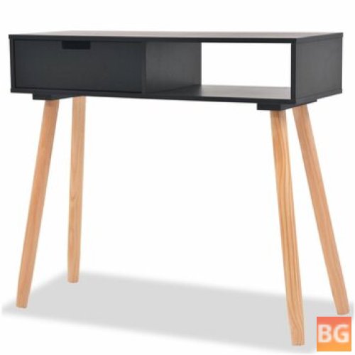Console Table with Solid Wood Top and Black Legs