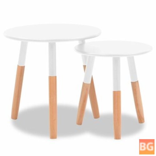 2-Piece Solid Pinewood White Table Set