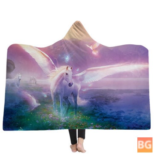 Winter Wearable Blanket with 3D Unicorn on Top