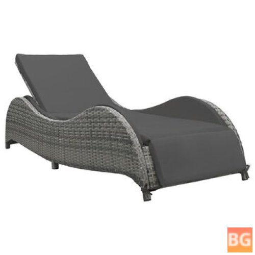 Sun Lounger with Rattan Cushion and Polyester Sheets