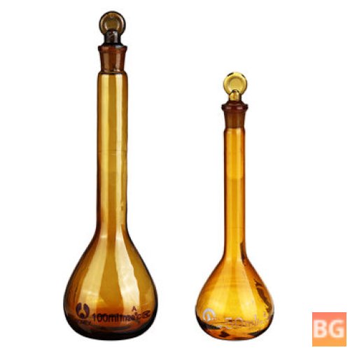 Brown Glass Volumetric Flask Set with Cork