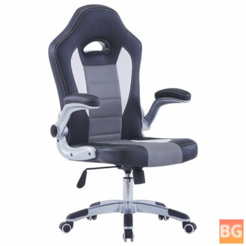 Black Faux Leather Racing Chair with Height Adjusting Swivel for Home Office