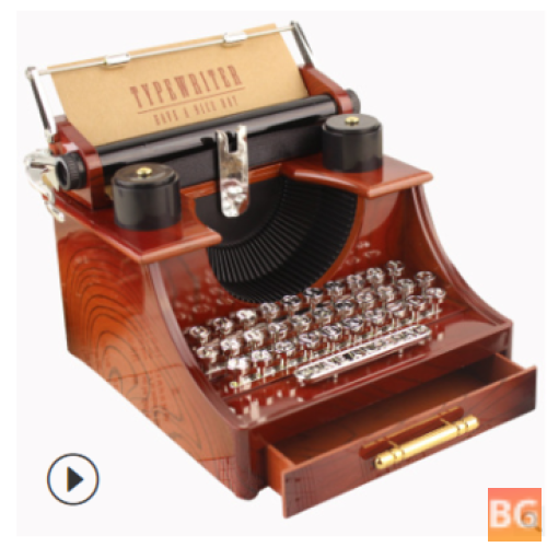 Typewriter Style Mechanical Music Box Storage Box with Drawer