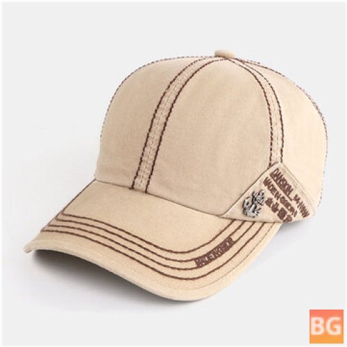 Sun Hat with Embroidery Pattern - Solid Color