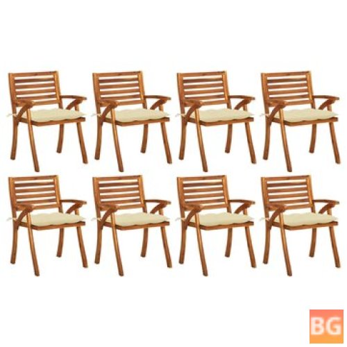 8-Piece Solid Wood Garden Chairs with Cushions