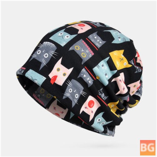 Women's Cotton Beanie Cap with Gaiter Face Shield, Hats and Bandana