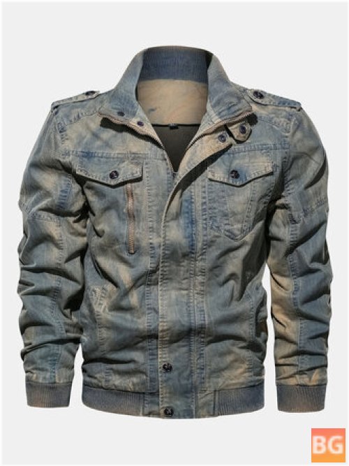 Warm and Casual Denim Jacket with 100% Cotton Fabric