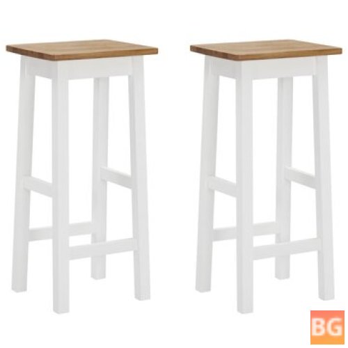 2-Piece Bar Stool with Solid Oak Wood
