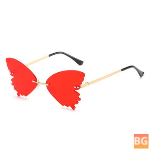 Metal Sunglasses with Butterfly Shape Lens - UV400