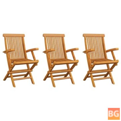 Garden Chairs Set of 3 Solid Teak Wood