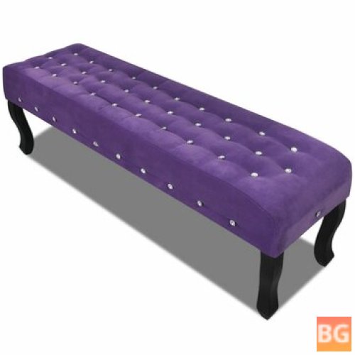 Velvet Bench with Crystal Button and Velvet Fabric