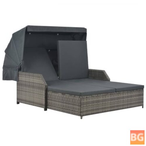Sun Lounger with Canopy - Gray