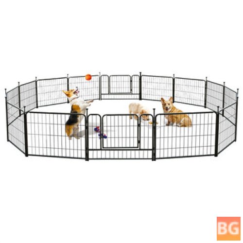 PawGiant Dog Pen 16 Panels 24 Inch High RV Dog Playpen for Dogs with Metal Protect Design Poles, Foldable Pet Barrier with Door