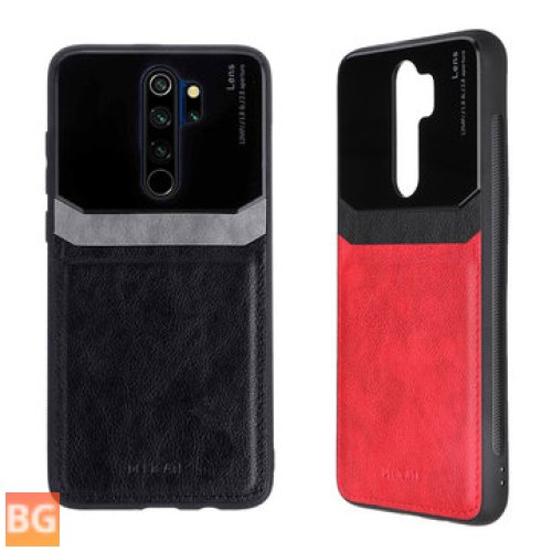 For Xiaomi Redmi Note 8 Pro - Luxury Business PU Leather Mirror Glass Shockproof Protective Case