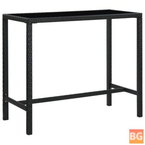 Garden Table with Black Rattan and Glass