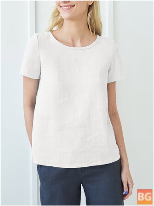 Ruched Cotton Casual Blouse
