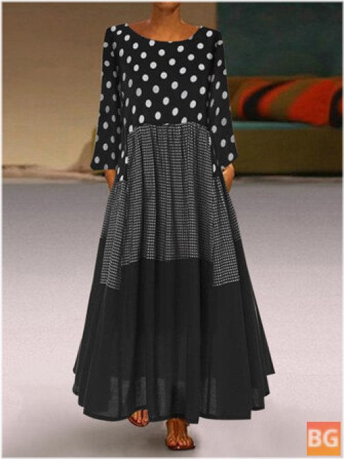 Maxi Dress with Crew Neck - Long Sleeve