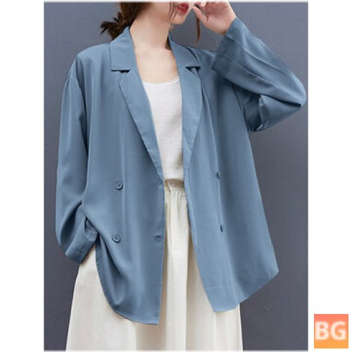 Women's Lapel Blazer with Double Breasted Top
