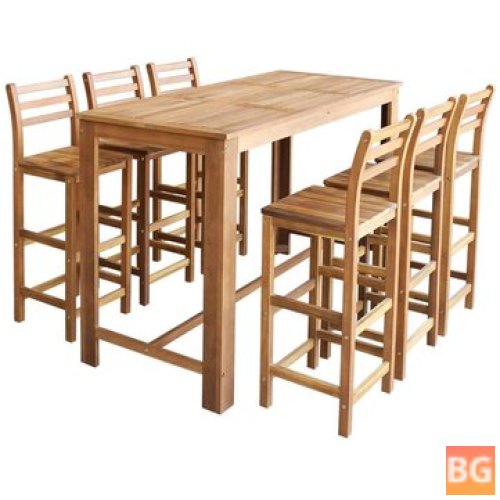 Set of 7 Wood Table and Chairs