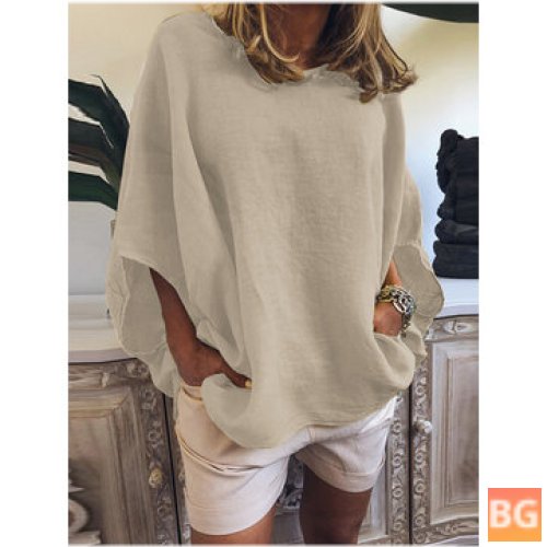 Women Casual Blouse with O-Neck