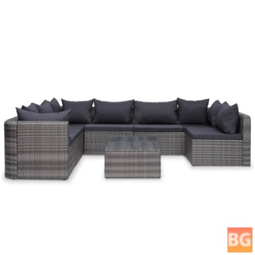 Garden Lounge Set - Poly Rattan Gray