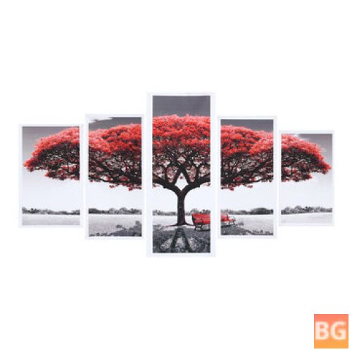 Red Tree Canvas Art Prints (Set of 5)