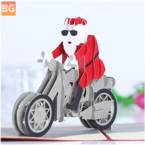 Greeting Card for Christmas - 3D Motorcycle Santa Claus