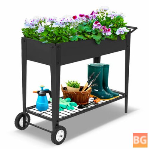 Outdoor Garden Bed with Wheels for Vegetable Flowers and Herb Patio