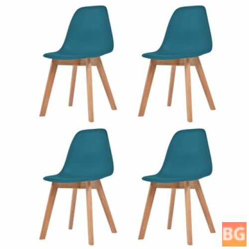 4-Piece Set of Plastic Chair in Turquoise