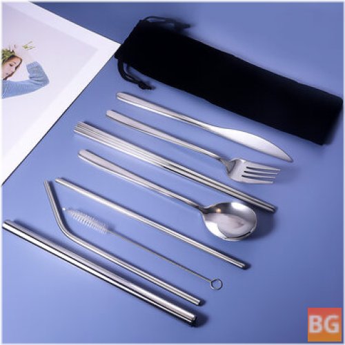 Titanium-Plated Cutlery Set - Knife, Fork, Spoon, Chopsticks - Set
