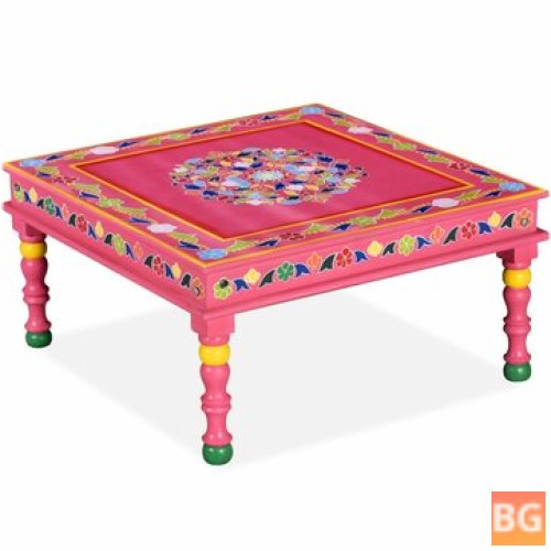 Painted Coffee Table with Wood Top and Pink Legs