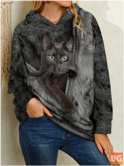 Black Cat Hoodie for Women