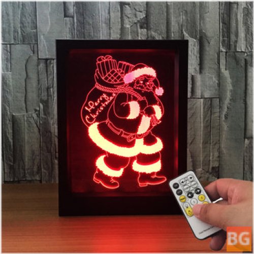 LED 3D Christmas Photo Frame with Remote Control Santa Lamp