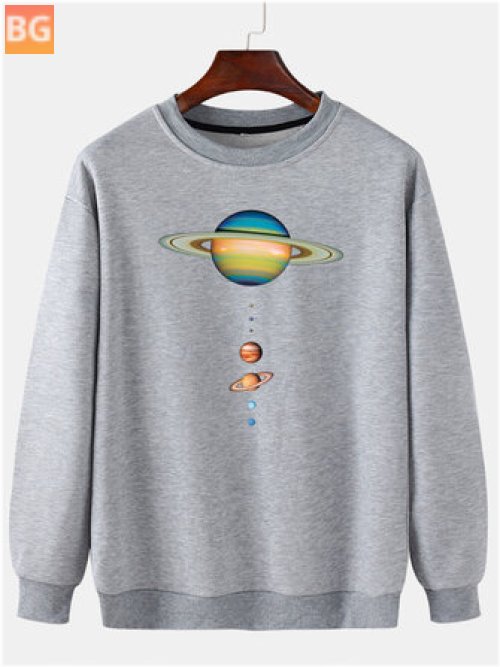 Planet Print Crew Neck Sweatshirt - Mens
