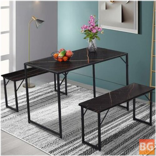 109CM Kitchen Table with Two Stools - Space Saving Home Dining Room