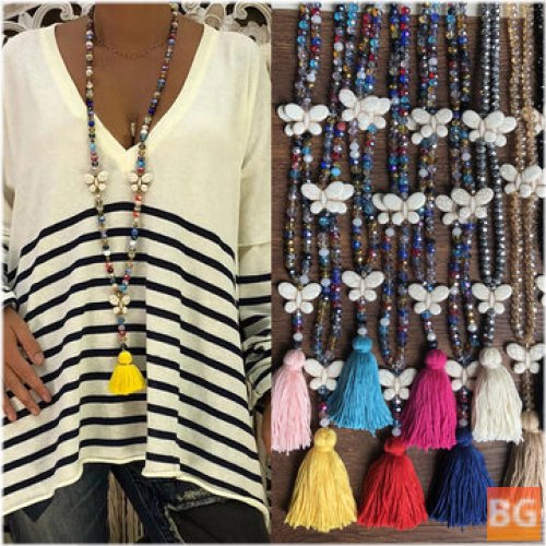 Tassel Necklace with Butterfly Shape