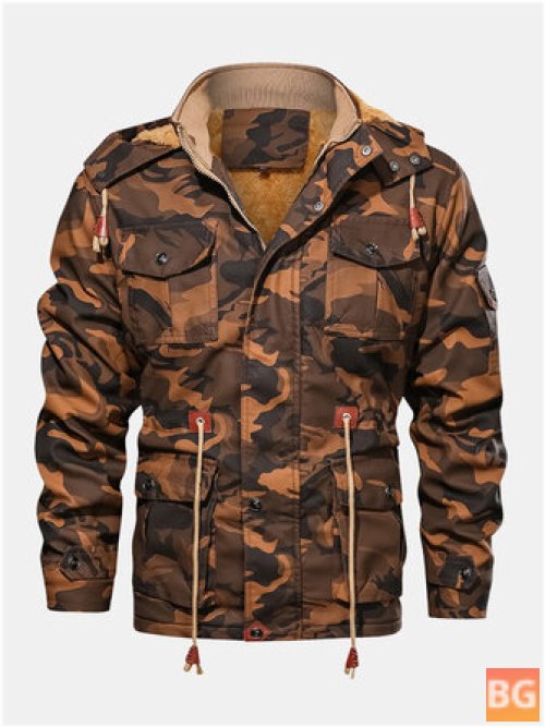 Mens Waist Hooded Jacket with Camouflage