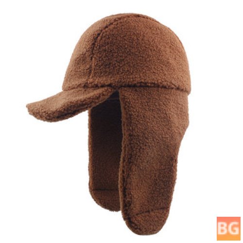 Warm and comfortable lamb hair trapper hat with solid color curls for outdoor use