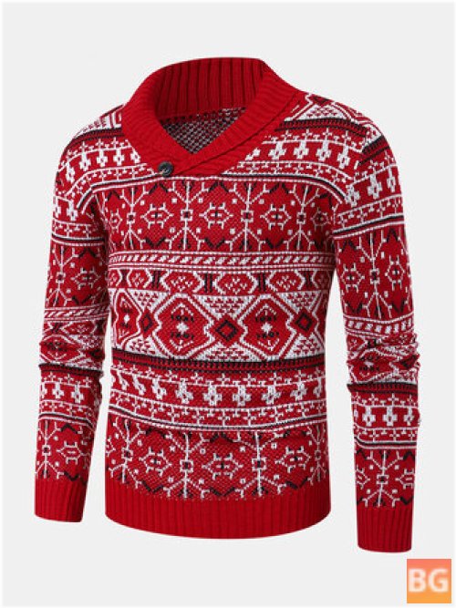 V-Neck Lapel Pullover Sweaters for Men
