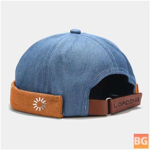 Unisex Cotton Patchwork Landlord Cap with Geometric Embroidery Pattern and Steel Seal