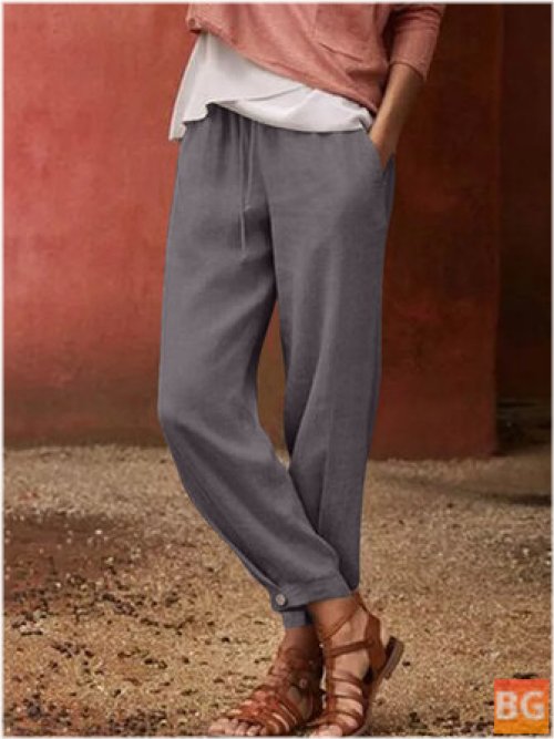 Women's Harem Pants - 100% Cotton Solid Color